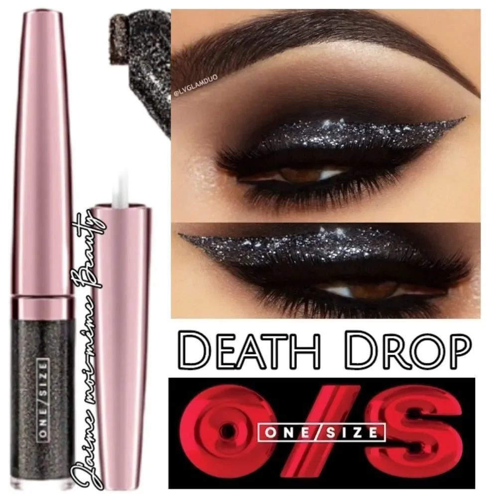 One/Size Eyepopper Liquid Eyeshadow in Death Drop - Black Holographic Glitter